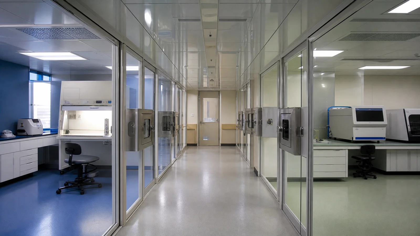 同类工程场景示意：医院PCR实验室四区分隔